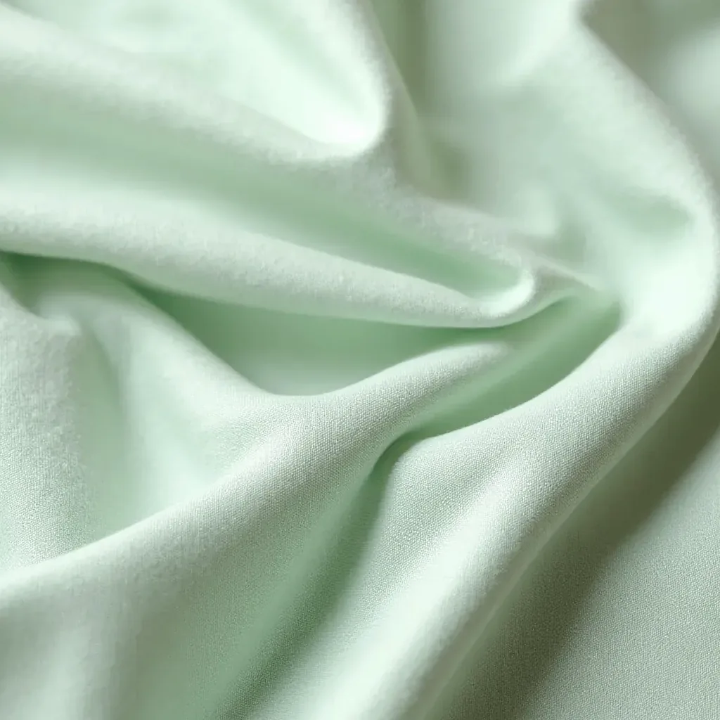 Close-up detail of natural linen weave texture in sage green, showing fiber irregularity and natural color variation
