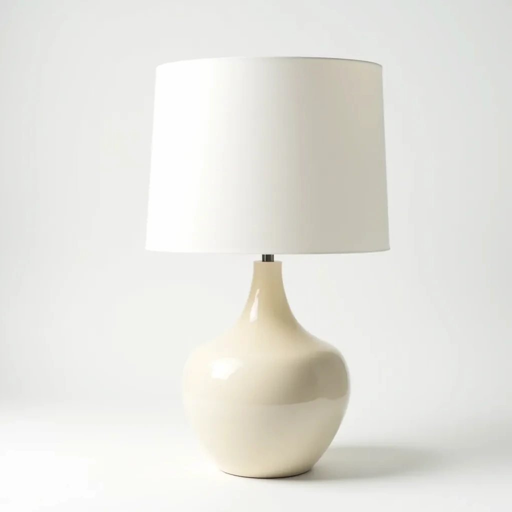 Ceramic lamp with measurement scale showing 42cm height and 12cm base diameter on neutral background with dimensions labeled